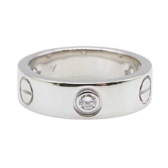 Cartier LOVE Diamond Ring 18K White Gold Small Model Size 52 CARTIER 18k Silver Diamond Love Ring